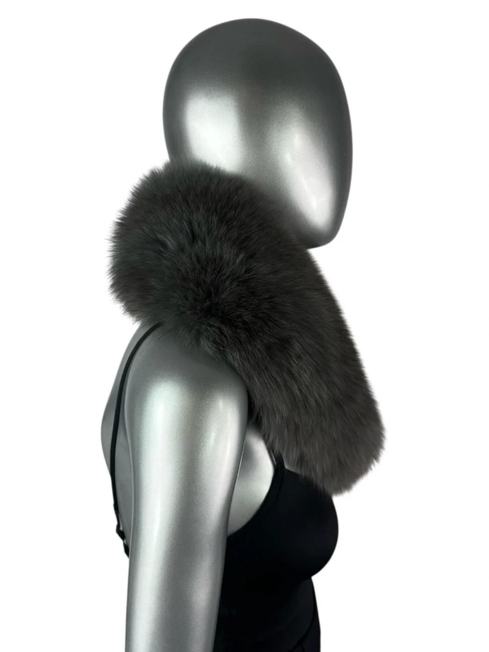 DARK GRAY FOX  Shawl Collar, 30” L, Certified Vintage Fur